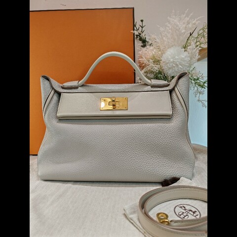 Hermes 2424 29 冰川灰x奶油黃