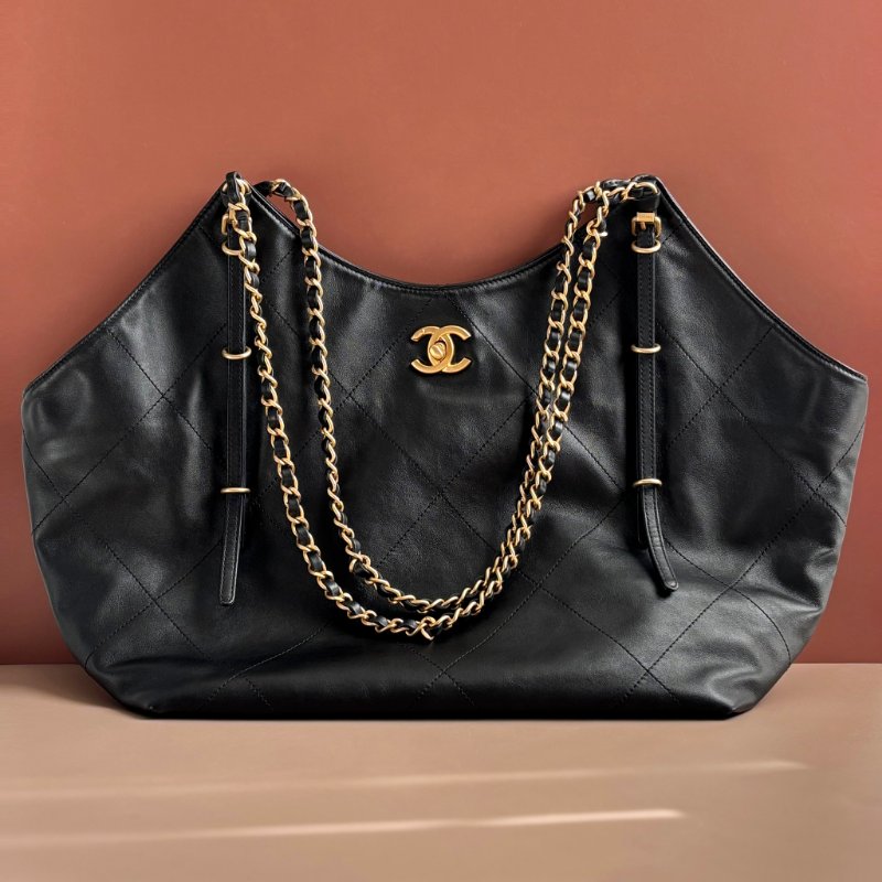 GD權志龍同款 ::CHANEL:: 25S  大號 TOTE 大托特 購物袋 黑金牛皮手提標 肩背包-0