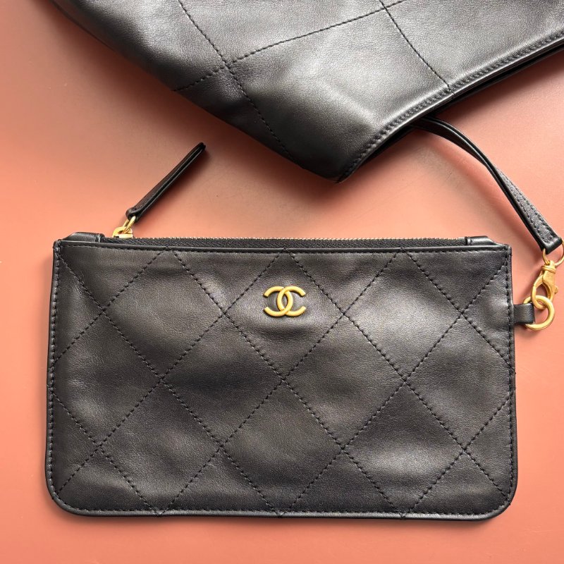 GD權志龍同款 ::CHANEL:: 25S  大號 TOTE 大托特 購物袋 黑金牛皮手提標 肩背包-3