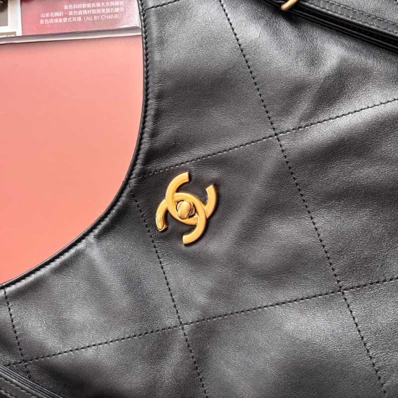 GD權志龍同款 ::CHANEL:: 25S  大號 TOTE 大托特 購物袋 黑金牛皮手提標 肩背包-12