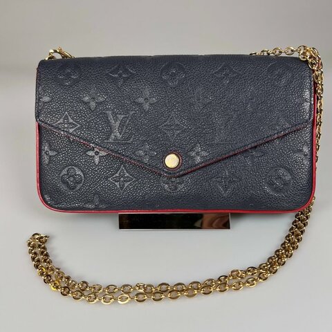 LV M64099/晶片款 藍皮革壓紋三合一包