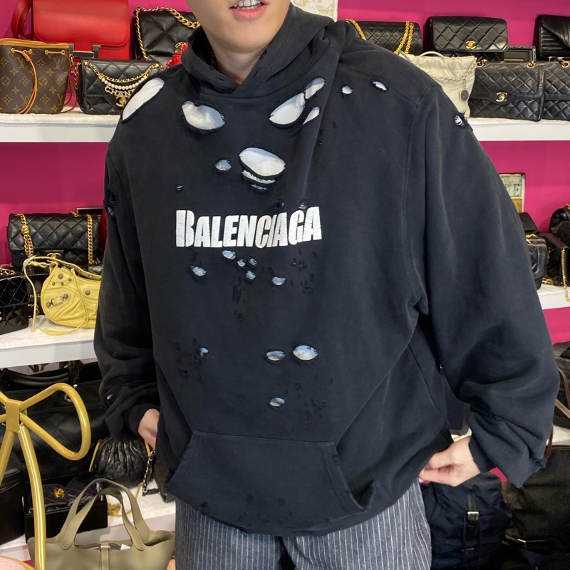 Balenciaga 破洞款帽T上衣/王吉娜古董精品-1