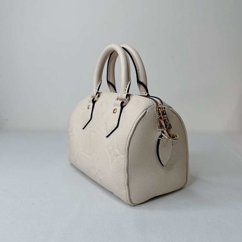 LV 奶油白全皮革壓紋Speedy 20-2