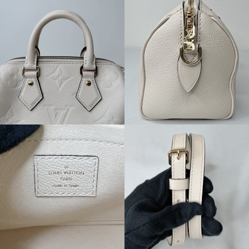 LV 奶油白全皮革壓紋Speedy 20-7
