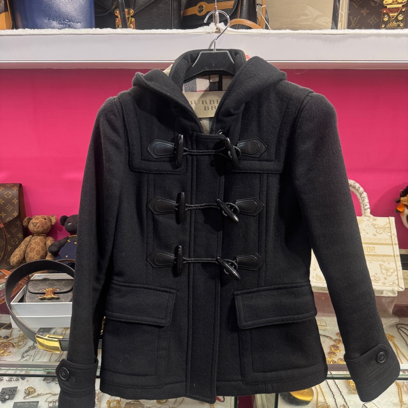 Burberry黑牛角羊毛外套-0