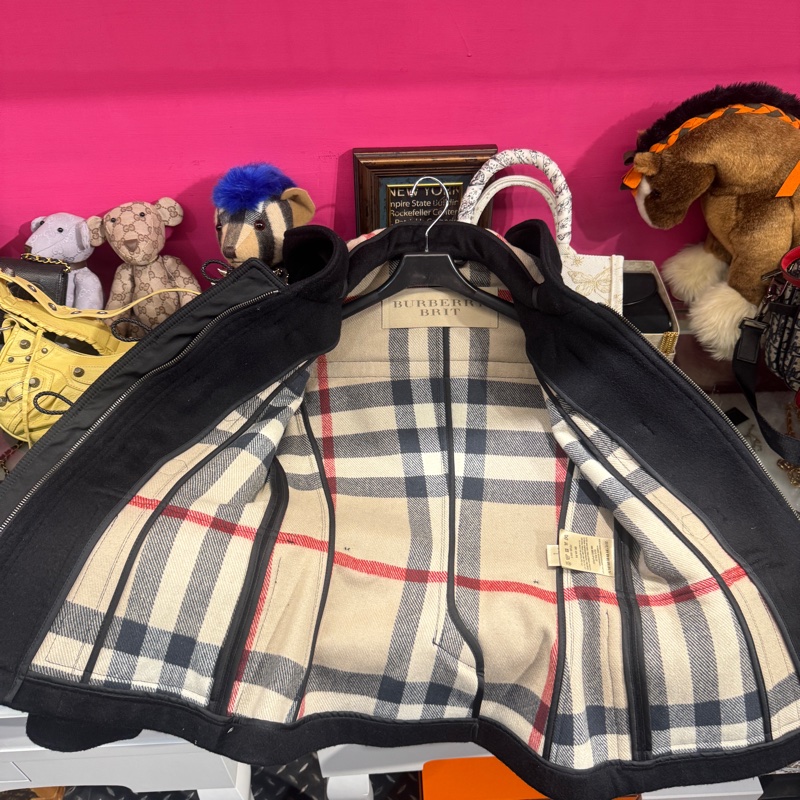 Burberry黑牛角羊毛外套-3