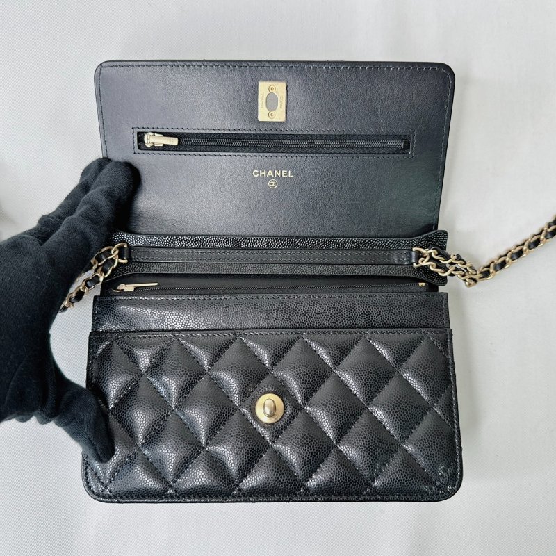 CHANEL 雙鏈帶黑金魚子醬WOC-6