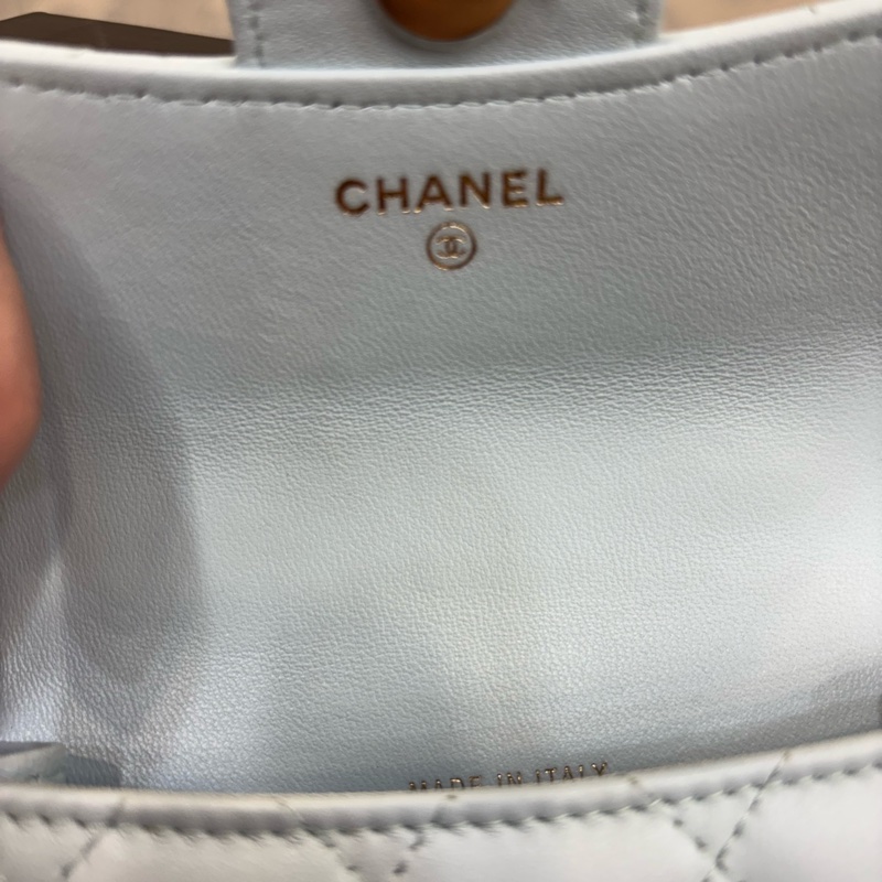 Chanel 全新 CHANEL 香奈兒 羊皮21K 提把鏈條翻蓋卡包-3