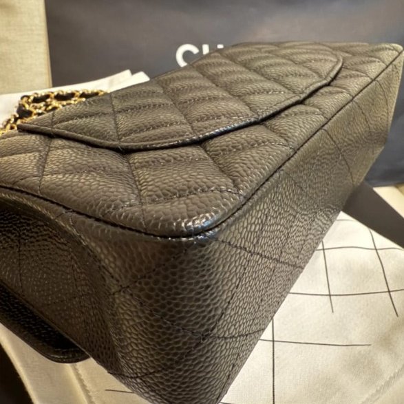 全新CF23 亮面粒紋小牛皮及金色金屬 芯片款-1