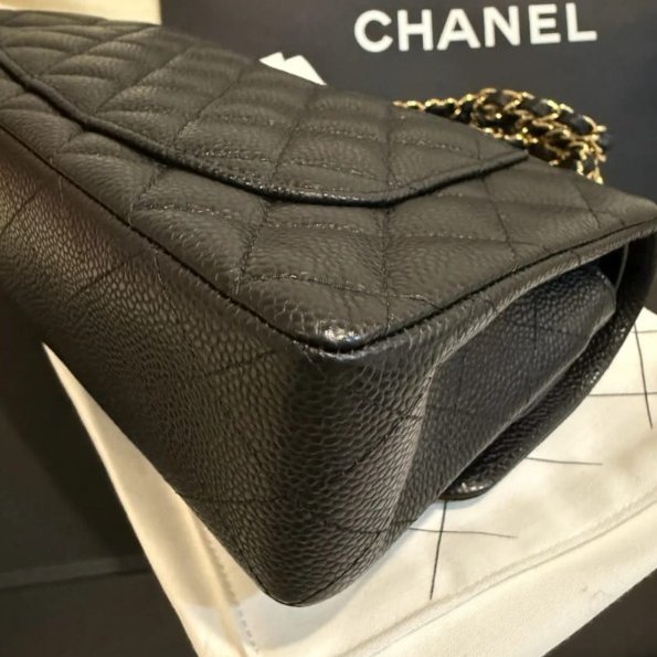 全新CF23 亮面粒紋小牛皮及金色金屬 芯片款-2