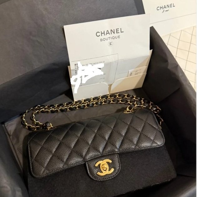 全新CF23 亮面粒紋小牛皮及金色金屬 芯片款-0