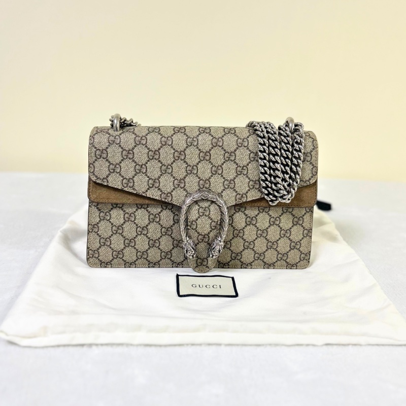 Gucci Dionysus 雙 G Supreme 經典織紋麂皮肩背包-0