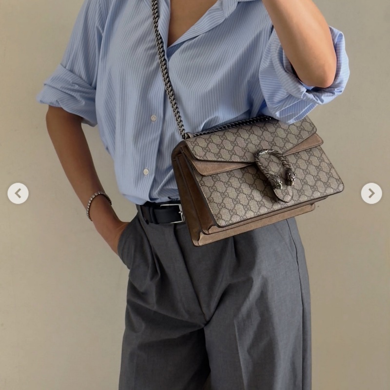 Gucci Dionysus 雙 G Supreme 經典織紋麂皮肩背包-4