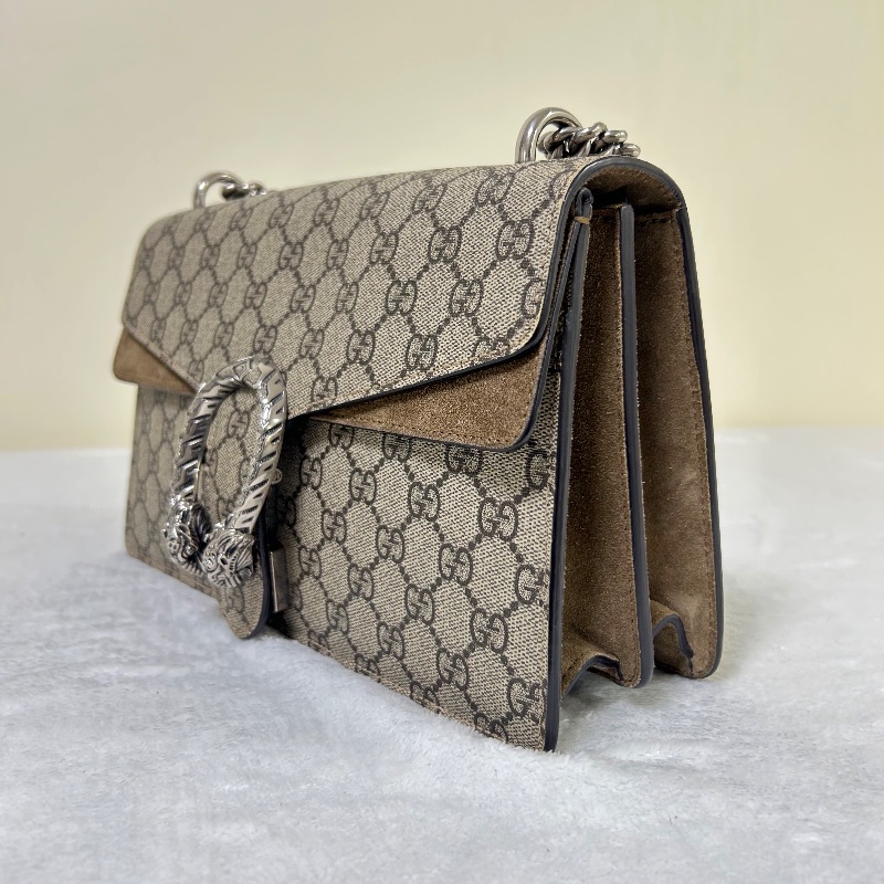 Gucci Dionysus 雙 G Supreme 經典織紋麂皮肩背包-7