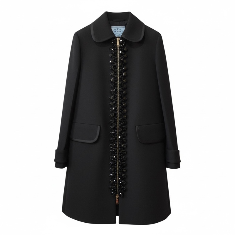 Prada 珠飾拉鍊黑色大衣 實穿與收藏兼具的經典級作品IT42-10