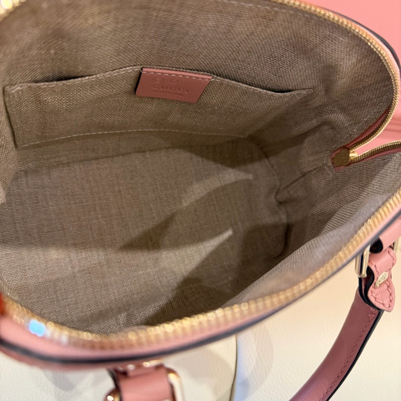 古馳Gucci 經典滿版壓紋全皮兩用貝殼包（柔瑰粉/藕粉色）Microguccissima-19