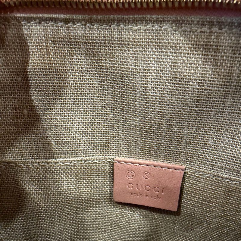古馳Gucci 經典滿版壓紋全皮兩用貝殼包（柔瑰粉/藕粉色）Microguccissima-23