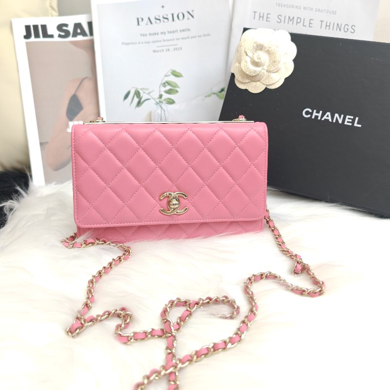 Chanel Trendy CC WOC 粉色金扣 29開-0