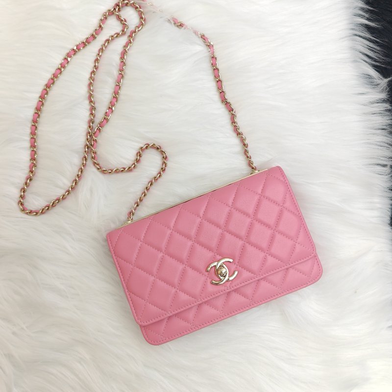 Chanel Trendy CC WOC 粉色金扣 29開-1