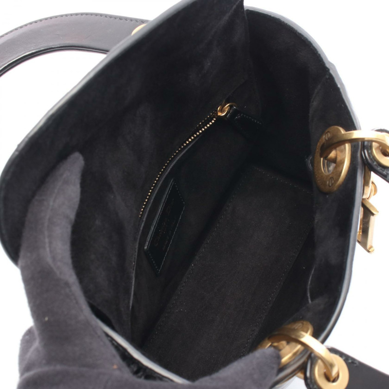 Christian Dior Lady Dior 小肩斜背包，黑色皮革，二手-2