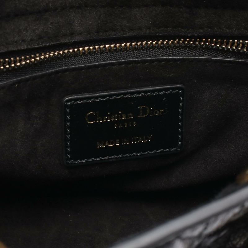 Christian Dior Lady Dior 小肩斜背包，黑色皮革，二手-3