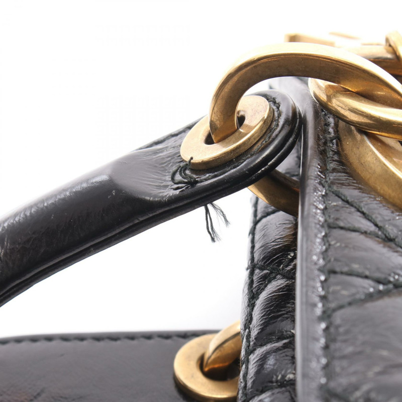 Christian Dior Lady Dior 小肩斜背包，黑色皮革，二手-4