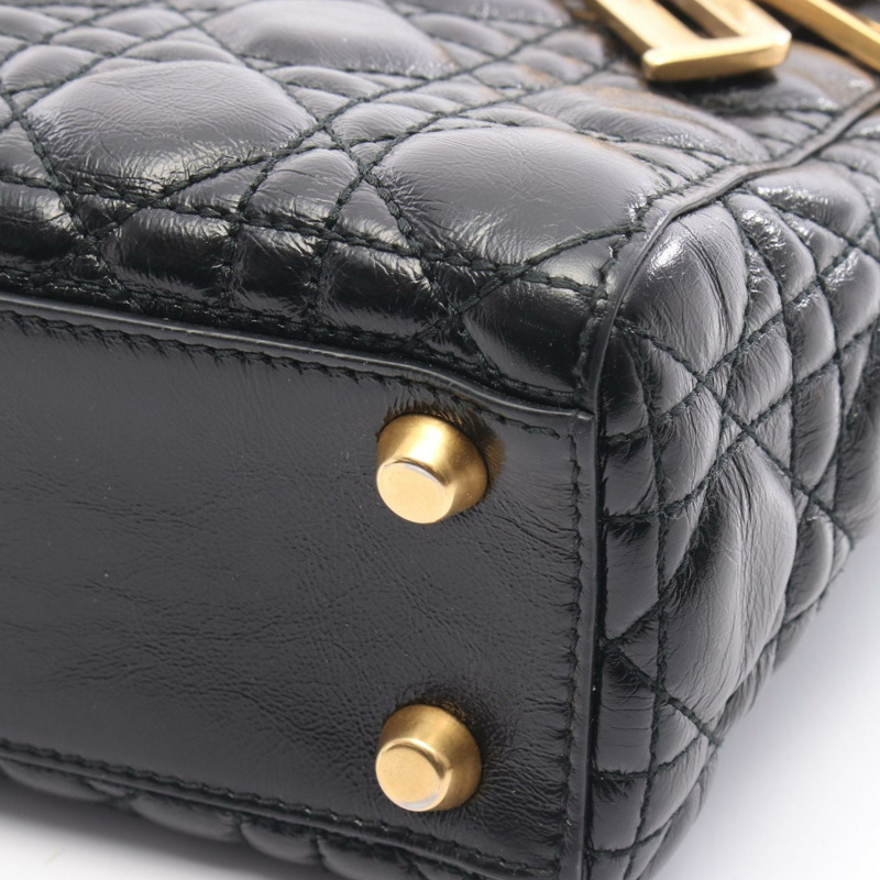 Christian Dior Lady Dior 小肩斜背包，黑色皮革，二手-5