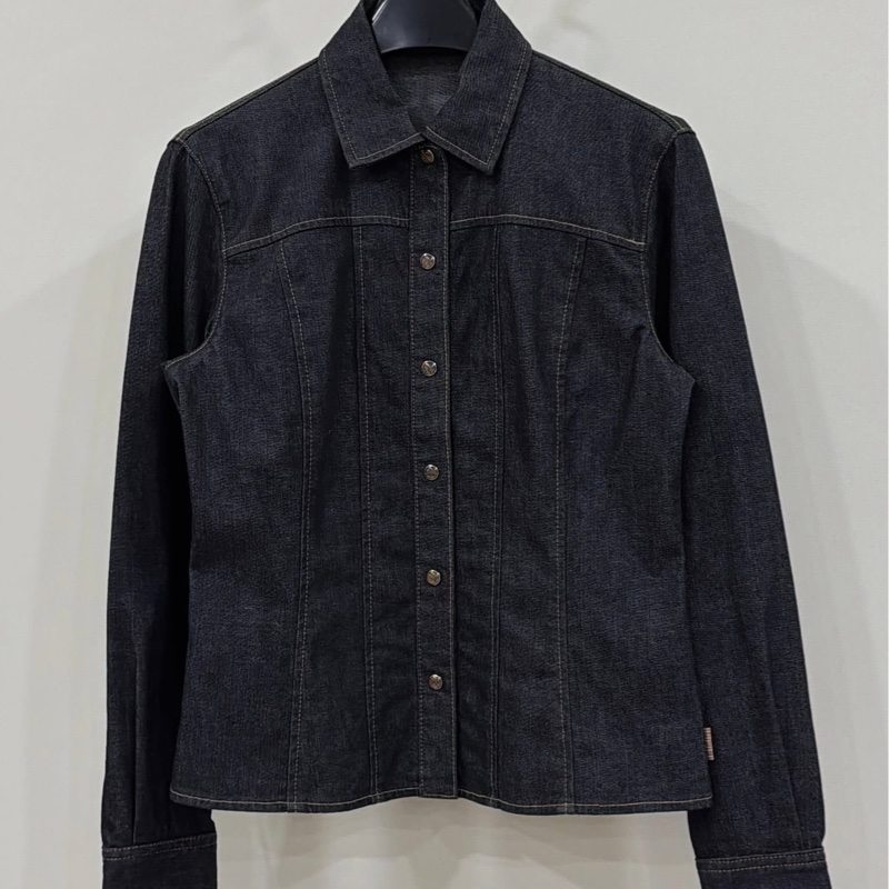 Burberry 藍標 經典壓扣牛仔襯衫外套-0