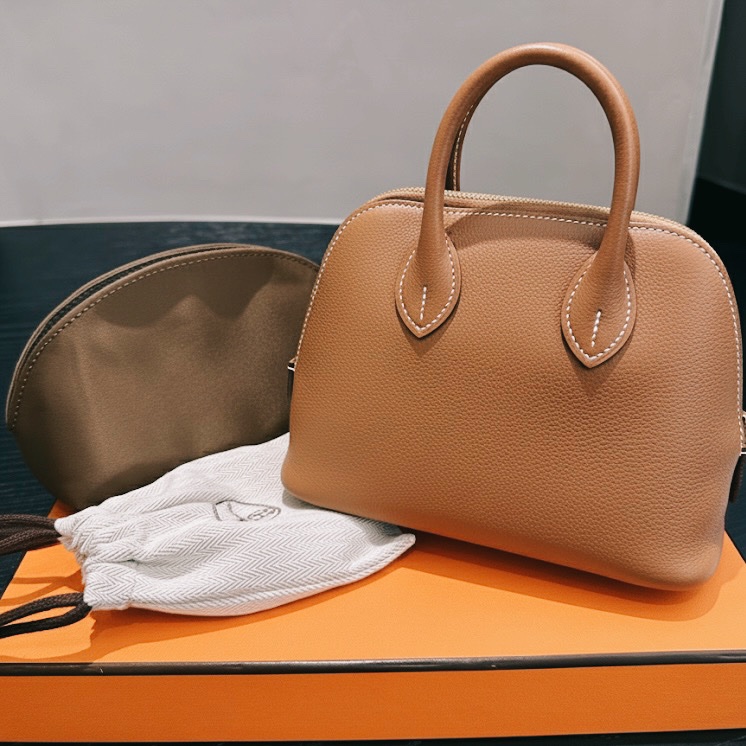 Hermès Mini Bolide 迷你保齡球包｜金棕金扣 Evercolor 皮-0