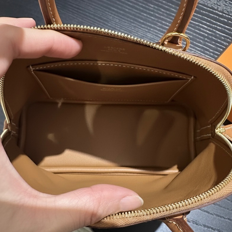 Hermès Mini Bolide 迷你保齡球包｜金棕金扣 Evercolor 皮-8