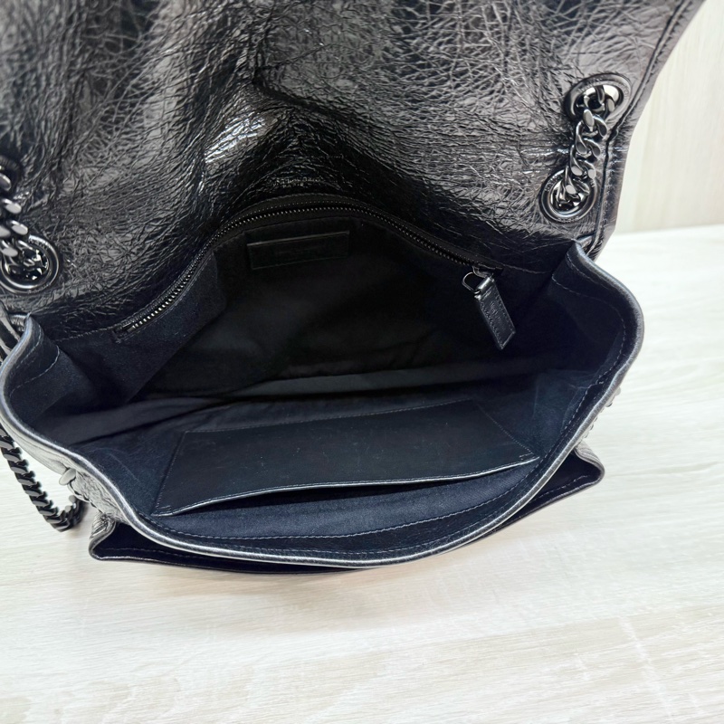 YSL黑色黑釦山形紋牛皮NIKI中號肩側背包6331840-11