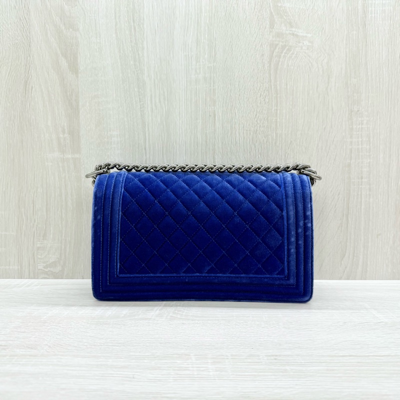 chanel 藍絲絨銀釦BOY25-1