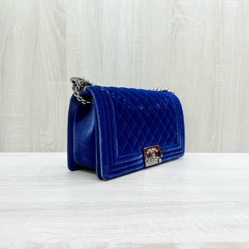 chanel 藍絲絨銀釦BOY25-3