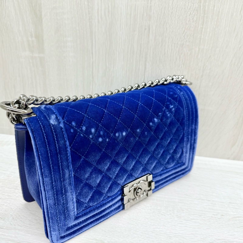 chanel 藍絲絨銀釦BOY25-9