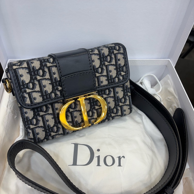 Christian Dior 迪奧 緹花 老花 CD金釦 Oblique 小型 硬盒包 斜背包 肩背包 側背包-1