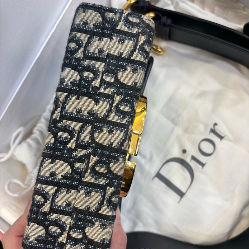 Christian Dior 迪奧 緹花 老花 CD金釦 Oblique 小型 硬盒包 斜背包 肩背包 側背包-8