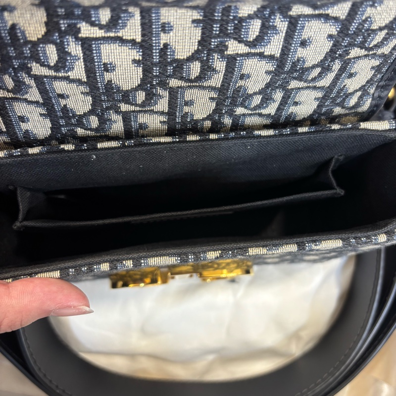 Christian Dior 迪奧 緹花 老花 CD金釦 Oblique 小型 硬盒包 斜背包 肩背包 側背包-9