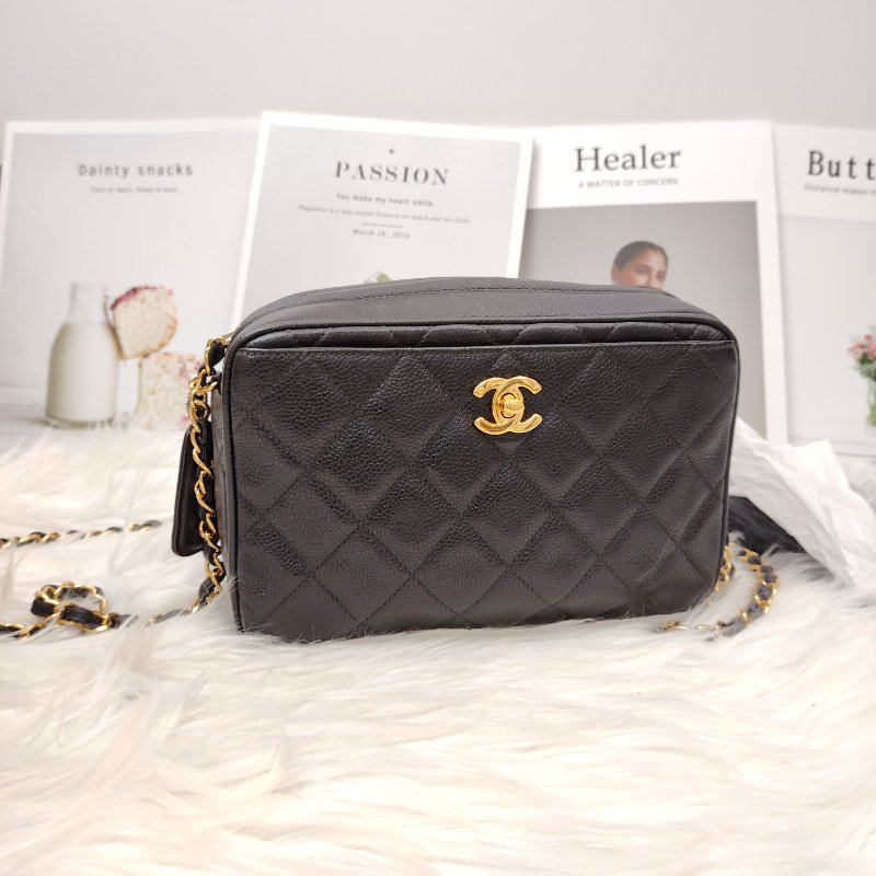 Chanel Vintage 中古黑金相機包-0