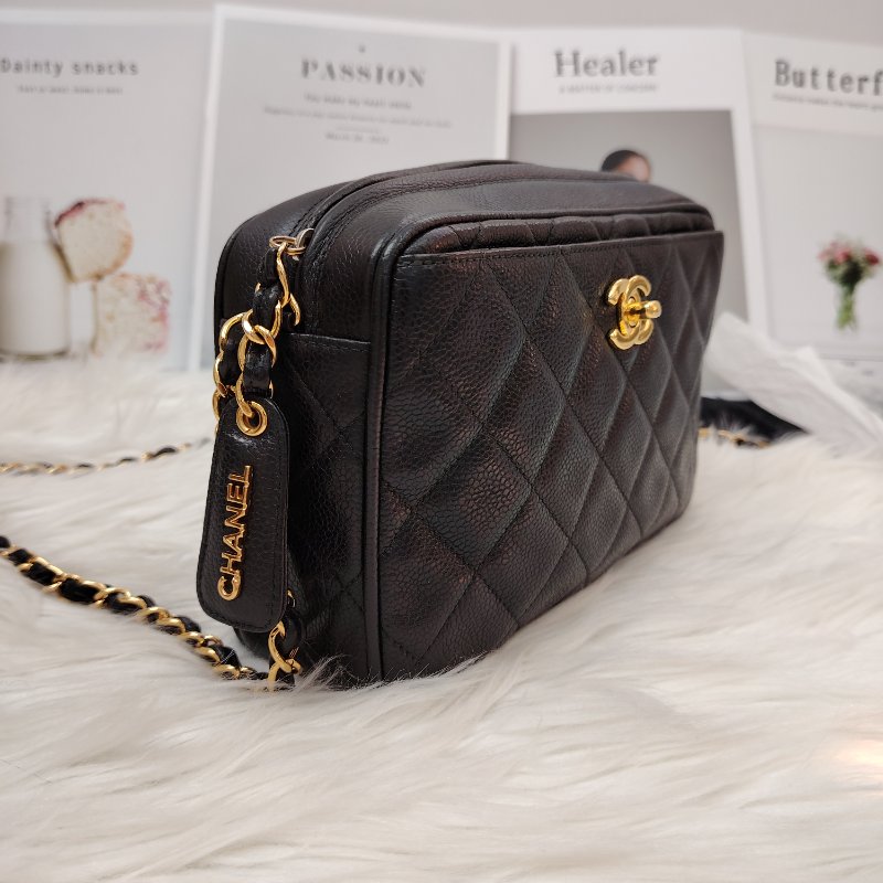 Chanel Vintage 中古黑金相機包-2