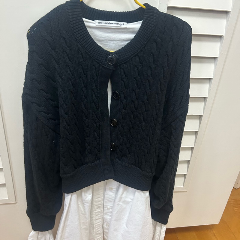 Alexander wang 深藍色拼白襯衫外套-0