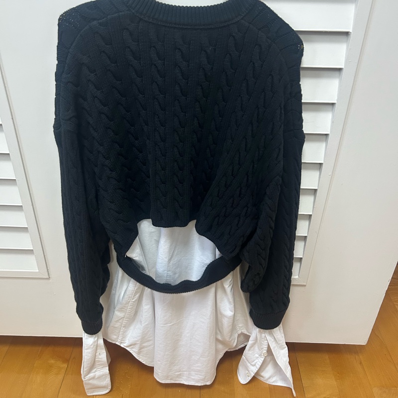 Alexander wang 深藍色拼白襯衫外套-1