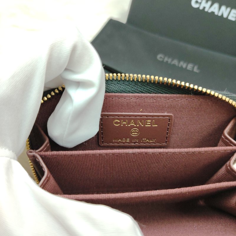 Chanel 黑金 魚子醬牛皮 零錢包 芯片款-4