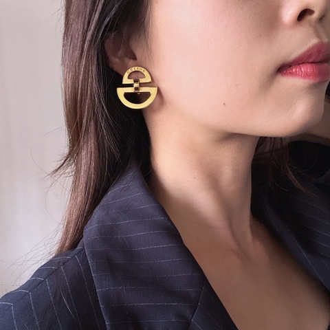 Celine 凱旋門馬蹄扣耳夾 鍍金耳環