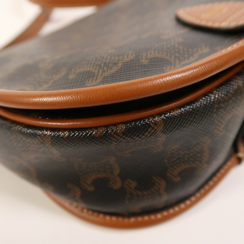 CELINE 塗層帆布Folco金扣肩背袋-11