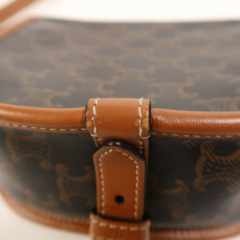 CELINE 塗層帆布Folco金扣肩背袋-14