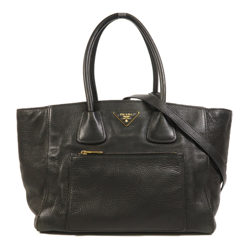 PRADA 牛皮皮革2 Way Shoulder金扣手挽肩背兩用袋-0