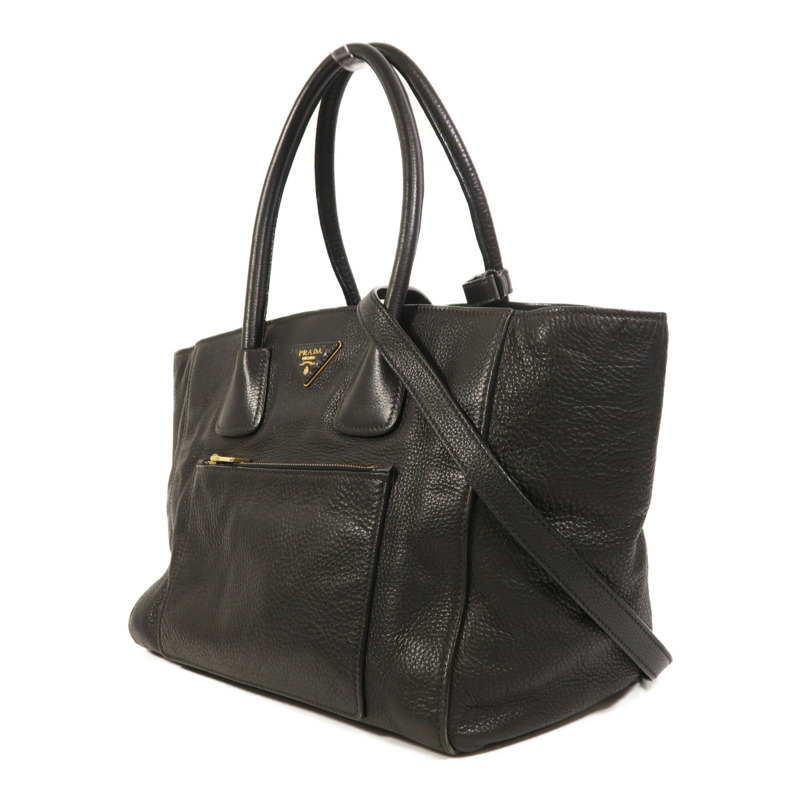 PRADA 牛皮皮革2 Way Shoulder金扣手挽肩背兩用袋-2