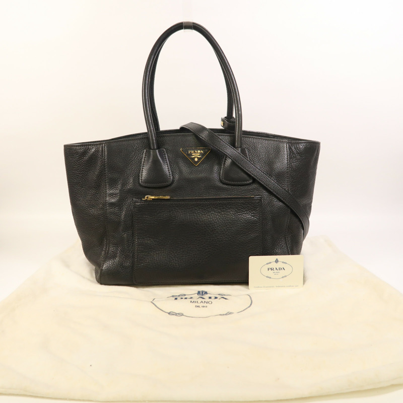 PRADA 牛皮皮革2 Way Shoulder金扣手挽肩背兩用袋-9