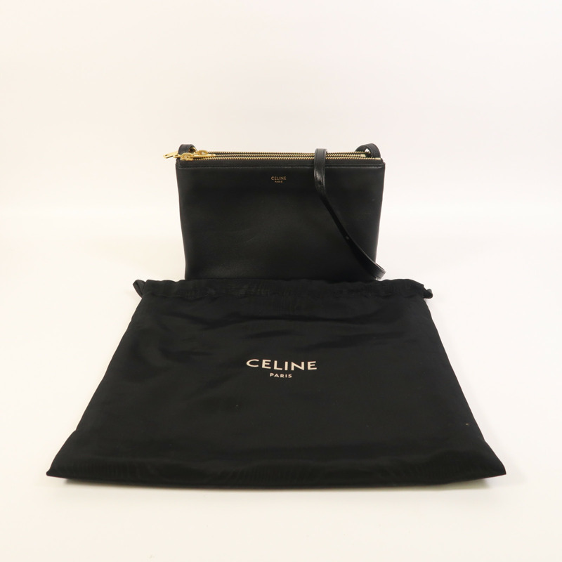 CELINE 羊皮皮革Trio金扣肩背袋-10