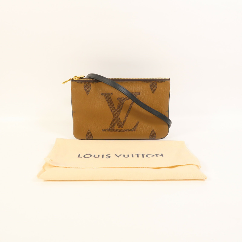 LOUIS VUITTON Monogram Giant Reverse Double Zip Pochette金扣肩背袋-9